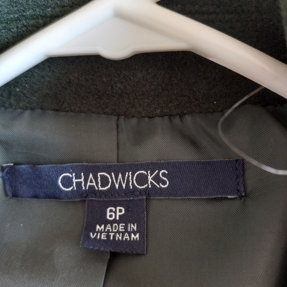 Dark forest green full length coat size 6 petite double-breasted Chadwick nwot - Picture 4 of 7